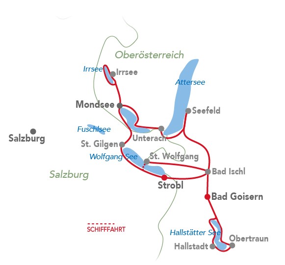 Mappa ciclistica del Salzkammergut (c) Escursioni in bicicletta in Austria