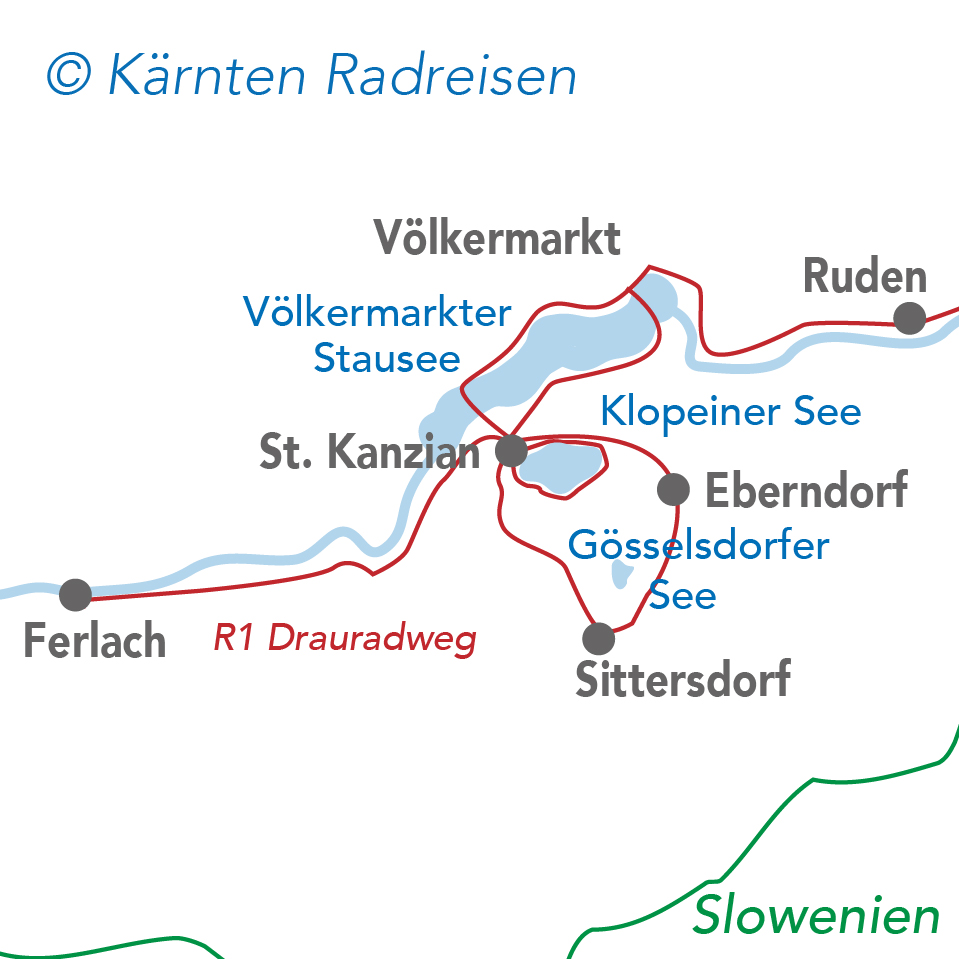 Plan de la piste cyclable Klopeiner See (c) Circuits à vélo en Carinthie