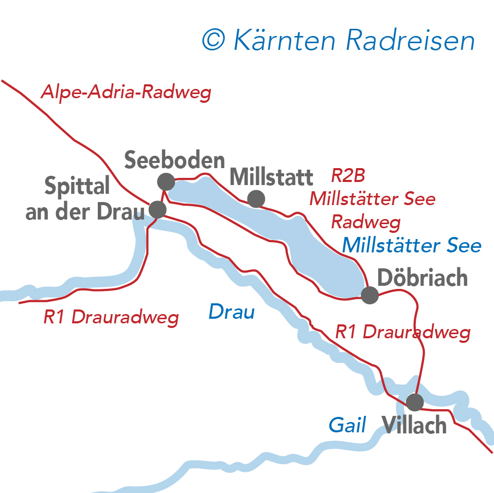 Carte du Millstätter Voir piste cyclable (c) Circuits à vélo en Carinthie